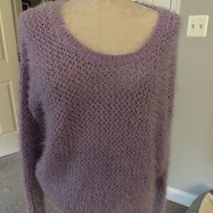 DKNYC Purple Crew Neck Sweater with Textured Knit